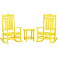Polywood Presidential Lemon Patio Set with South Beach Side Table and 2 Rocking Chairs 633PWS1661LE
